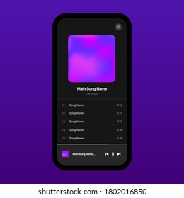 Music Player Interface Design Concept. Playlist Layout. Apple Music. Mobile App Interface. Vector Illustration