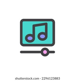 Music player interface filled outline icon, line vector sign, linear colorful pictogram isolated on white. Symbol, logo illustration. Vector graphics