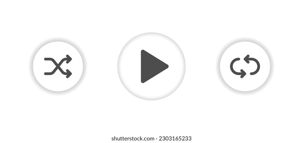Icono de la interfaz del reproductor de música en el fondo de la luz. Símbolo de podcast. UI, botones del reproductor, multimedia, barajar, repetir. Contorno, plano y de color. Diseño plano. 