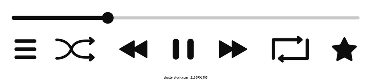 Music player interface icons. Video or audio player. Vector illustration