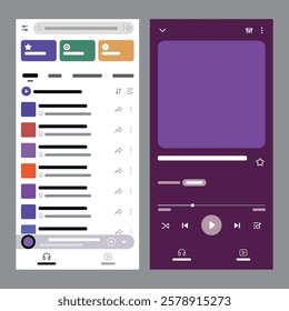 Music Player Interface Mockup – Mobile App Dark and Light Theme