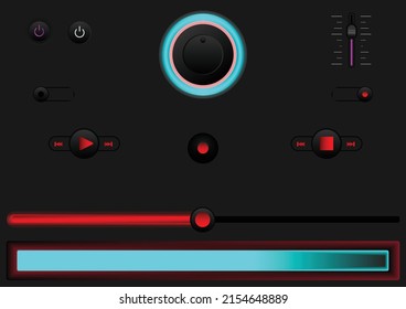 Music Player Interface Or Modern Audio UI Sound Volume Control Navigation Panel Set Of Different User Interface web Element