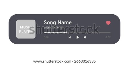 Music player interface ui vector illustration. Audio sound phone screen background.