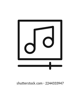 Music player line icon isolated on white background. Black flat thin icon on modern outline style. Linear symbol and editable stroke. Simple and pixel perfect stroke vector illustration. 