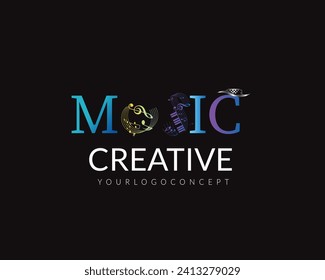 Music player logo element. Logo template electronic music, equalizer, audio wave logo.