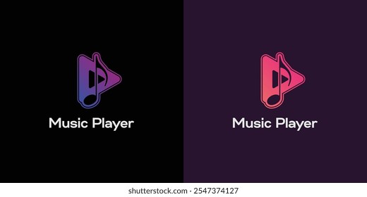 Logo del reproductor de música, ícono de música, Botón, Botón de reproducción, Vector de nota musical.