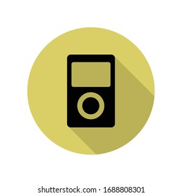 music player long shadow icon. Simple glyph, flat vector of web icons for ui and ux, website or mobile application
