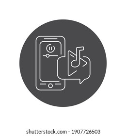 Aplicación móvil de reproductor de música en un icono de glifo negro de smartphone. Pictograma para página web, aplicación móvil, promoción. elemento de diseño de interfaz gráfica de usuario (GUI) de UI UX.