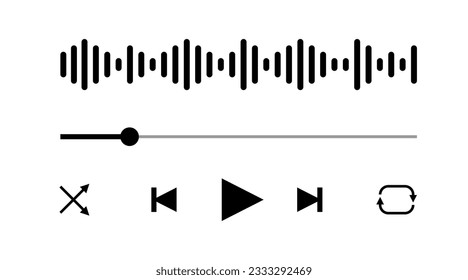 Music Player modern interface vector template. Isolated flat audioplayer application with buttons and sound waves