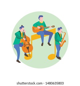 music player with musical instruments