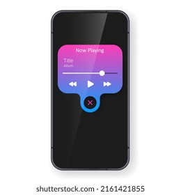 music player now playing pop up ui, vector design illustration