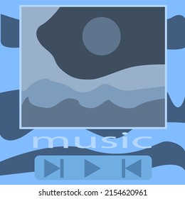 Music player on the background of relief and sun