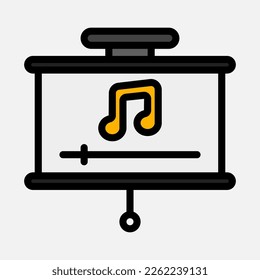 Music player presentation icon in filled line style, use for website mobile app presentation