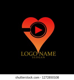 Music player Red heart Logo Vector