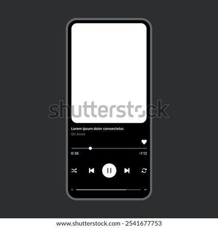 Music Player Screen Template for App and UI Design