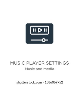 Music player settings icon vector. Trendy flat music player settings icon from music and media collection isolated on white background. Vector illustration can be used for web and mobile graphic 