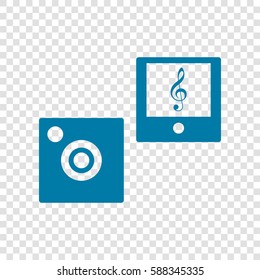Music player sign illustration. Vector. Cerulean icon on transparent background.