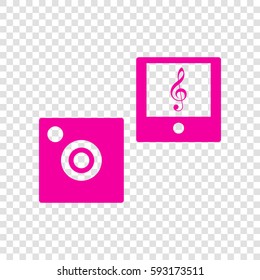 Music player sign illustration. Vector. Magenta icon on transparent background.