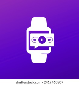 Music player in smart watch, vector