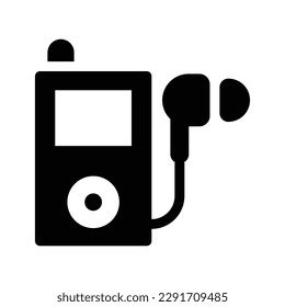 music player solid icon illustration vector graphic