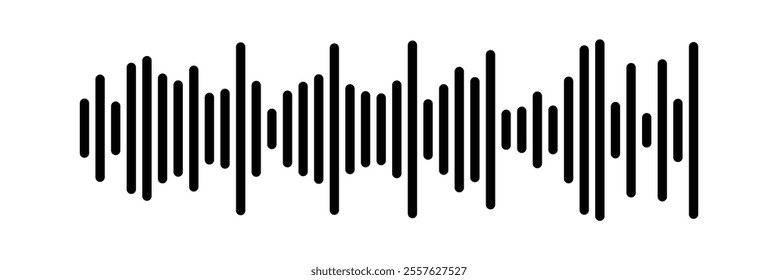 Music player sound bar. Audio speech spectrum noise collection. Sound waves of voice. Record interface. Equalizer icons with soundwave line isolated on white background in eps 10.