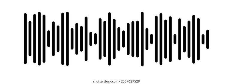 Music player sound bar. Audio speech spectrum noise collection. Sound waves of voice. Record interface. Equalizer icons with soundwave line isolated on white background in eps 10.