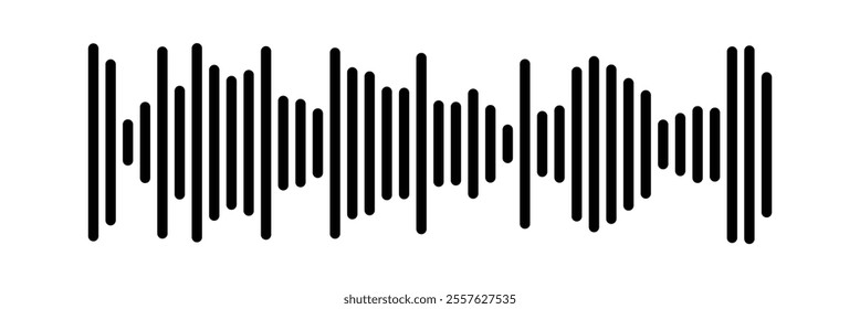 Music player sound bar. Audio speech spectrum noise collection. Sound waves of voice. Record interface. Equalizer icons with soundwave line isolated on white background in eps 10.