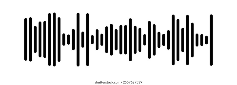 Music player sound bar. Audio speech spectrum noise collection. Sound waves of voice. Record interface. Equalizer icons with soundwave line isolated on white background in eps 10.