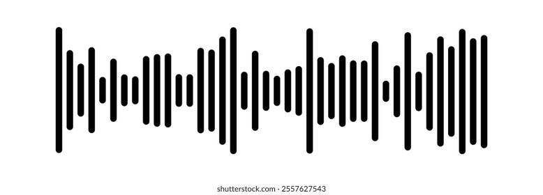 Music player sound bar. Audio speech spectrum noise collection. Sound waves of voice. Record interface. Equalizer icons with soundwave line isolated on white background in eps 10.