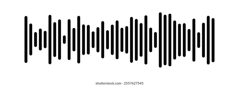 Music player sound bar. Audio speech spectrum noise collection. Sound waves of voice. Record interface. Equalizer icons with soundwave line isolated on white background in eps 10.