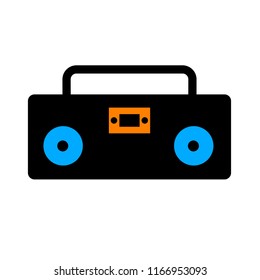 music player - sound music icon, vector retro radio cassette - media illustration isolated