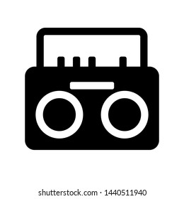 music player - sound music icon, vector retro radio cassette - media illustration isolated