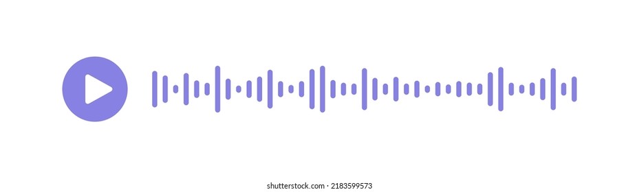 Musikplayer-Soundleiste mit Play-Taste. Rauschen des Hörspektrums. Mobile Messaging-App-Chat. Schallwelle der Stimme. Aufzeichnungsschnittstelle. Equalizer Symbol mit Soundwave Linie. Vektorgrafik.
