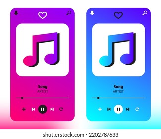 Music Player Template, Musical Layout App Design, Vector Illustration.