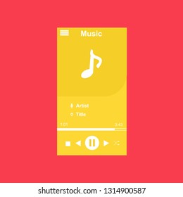 Music Player UI app design, vector illustration smartphone screen - Vector