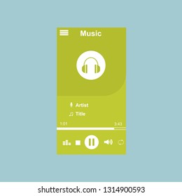 Music Player UI app design, vector illustration smartphone screen - Vector