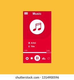 Music Player UI app design, vector illustration smartphone screen - Vector