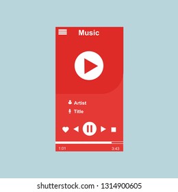 Music Player UI app design, vector illustration smartphone screen - Vector