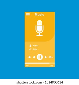 Music Player UI app design, vector illustration smartphone screen - Vector