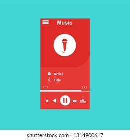 Music Player UI app design, vector illustration smartphone screen - Vector