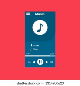 Music Player UI app design, vector illustration smartphone screen - Vector