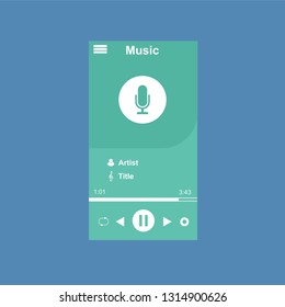 Music Player UI app design, vector illustration smartphone screen - Vector