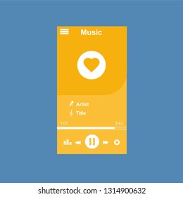 Music Player UI app design, vector illustration smartphone screen - Vector