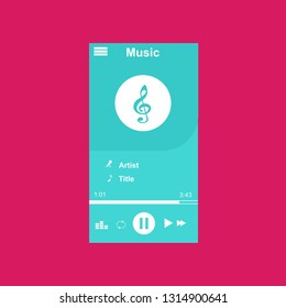 Music Player UI app design, vector illustration smartphone screen - Vector