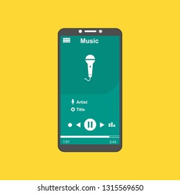 Music Player UI app design, vector illustration smartphone screen - Vector