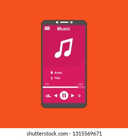 Music Player UI app design, vector illustration smartphone screen - Vector