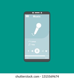 Music Player UI app design, vector illustration smartphone screen - Vector