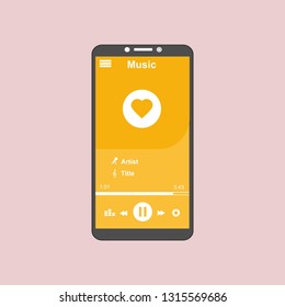 Music Player UI app design, vector illustration smartphone screen - Vector