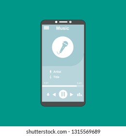 Music Player UI app design, vector illustration smartphone screen - Vector