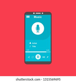 Music Player UI app design, vector illustration smartphone screen - Vector